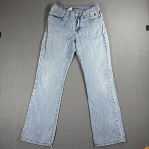 Zena Jeans Bootcut Womens 6 Light Blue Good Vintage Y2K Embroidered Distressed